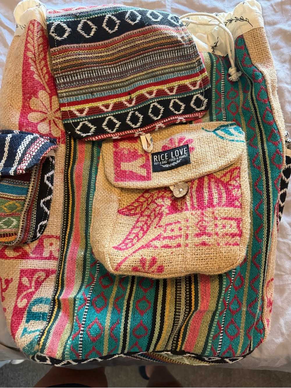 Rice Love Drawstring Backpack
